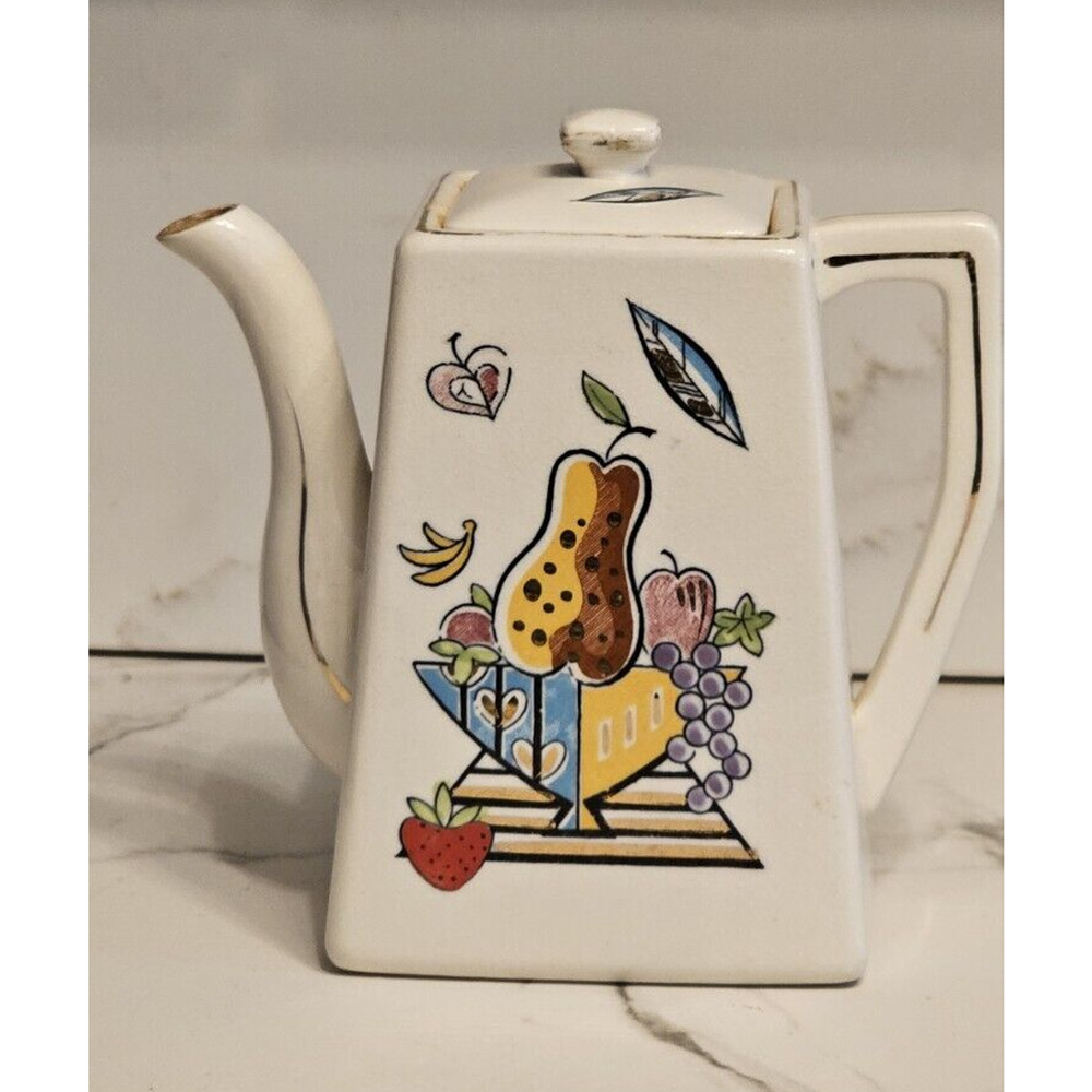 Vintage Thames Hand Painted Teapot w/Pear Apple Grapes Strawberry